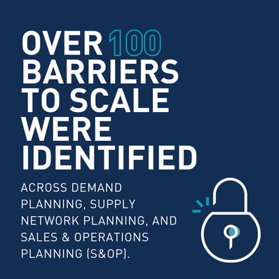 Over 100 barriers to scale were identified across demand planning, supply network planning, and sales and operations planning (s&op).