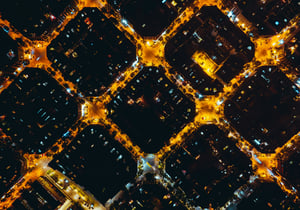 A city grid at night