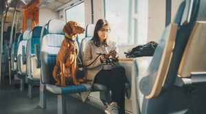 Woman on bus with dog_0